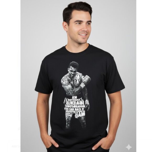 Official Muhammad Ali T shirt Black Cassius Clay Boxing Quotes Mens Size 5XL - Picture 1 of 5